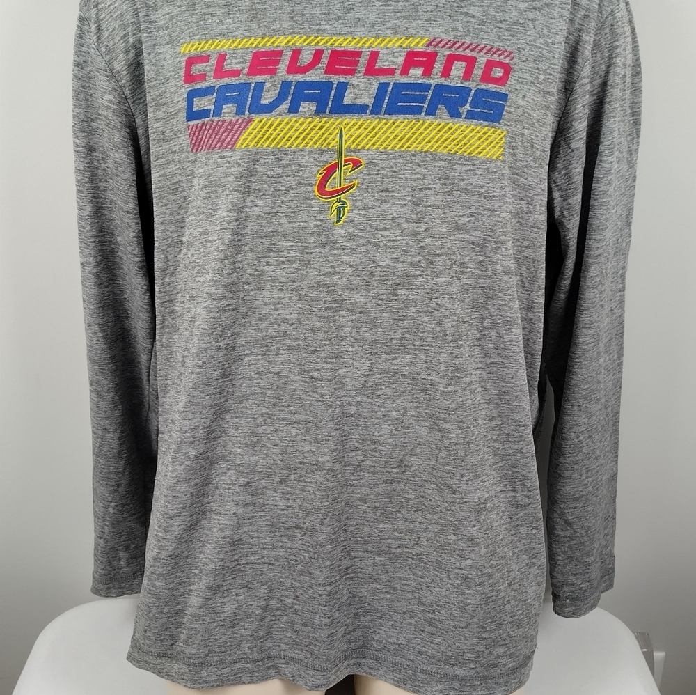 Cleveland Cavaliers Lrg Men Shirt NBA TX3 Cool Long Sleeve Gray Team Logo Shirt - Picture 12 of 12